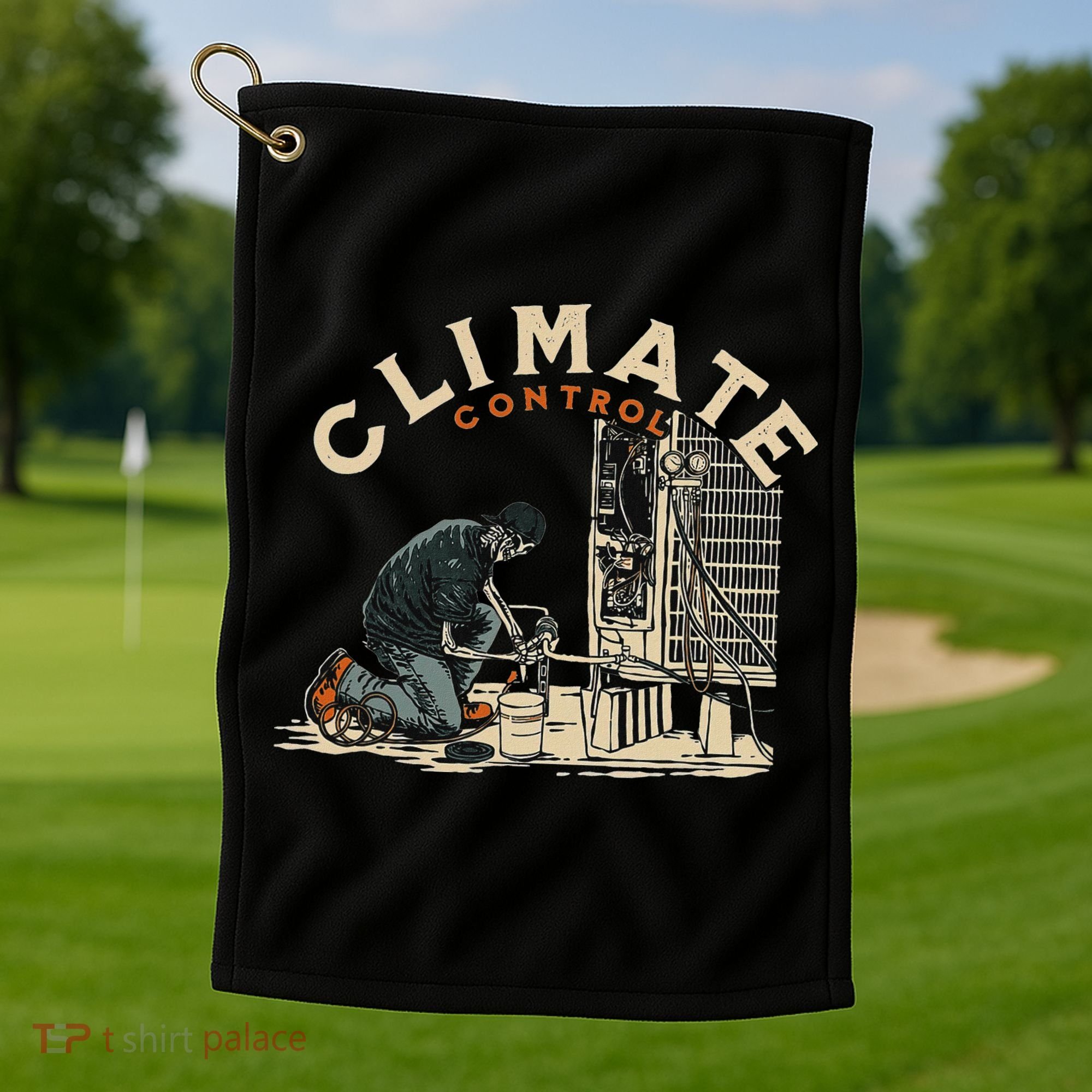 Climate Control Skeleton Hvac Technician Pride Golf Towel