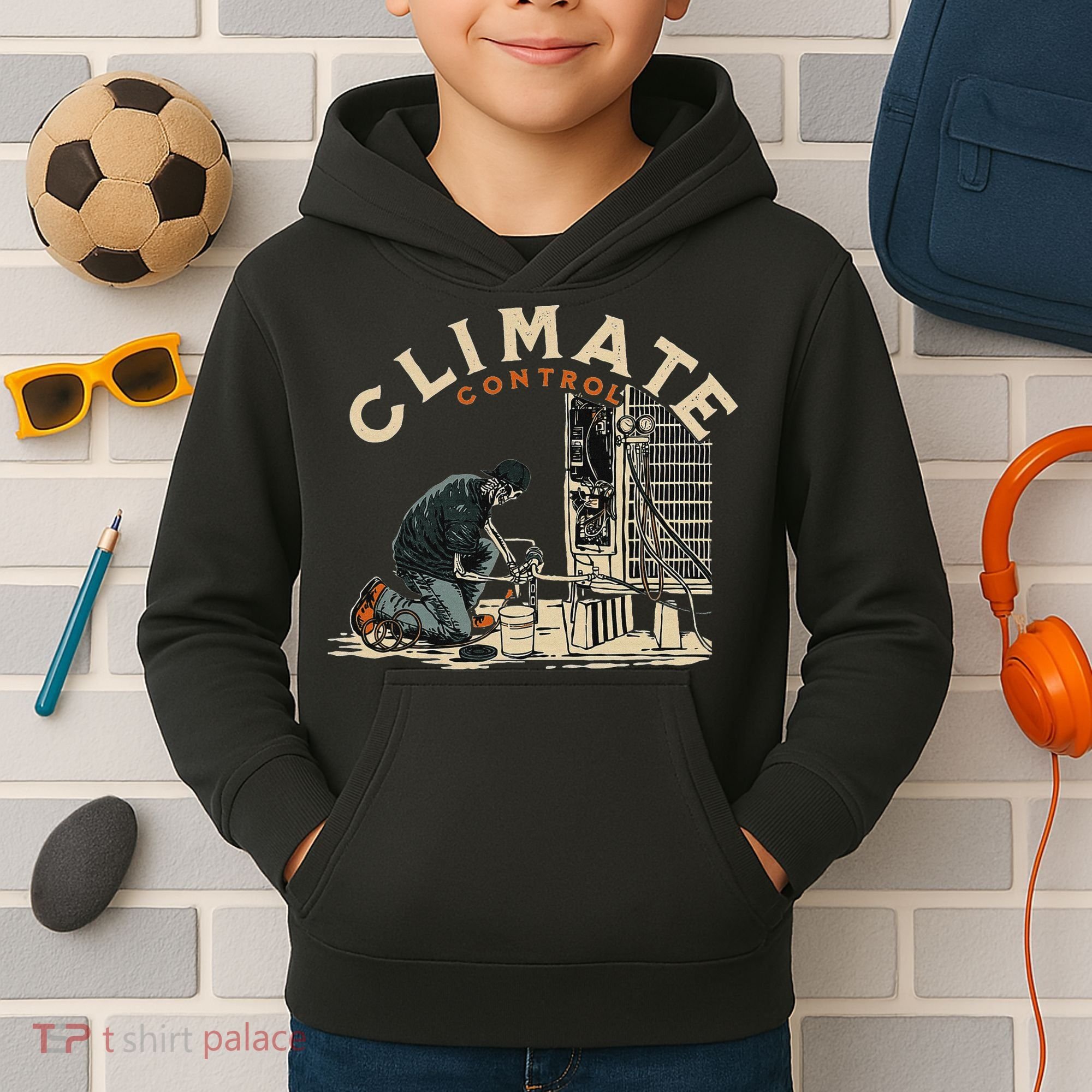 Climate Control Skeleton Hvac Technician Pride Kids Hoodie