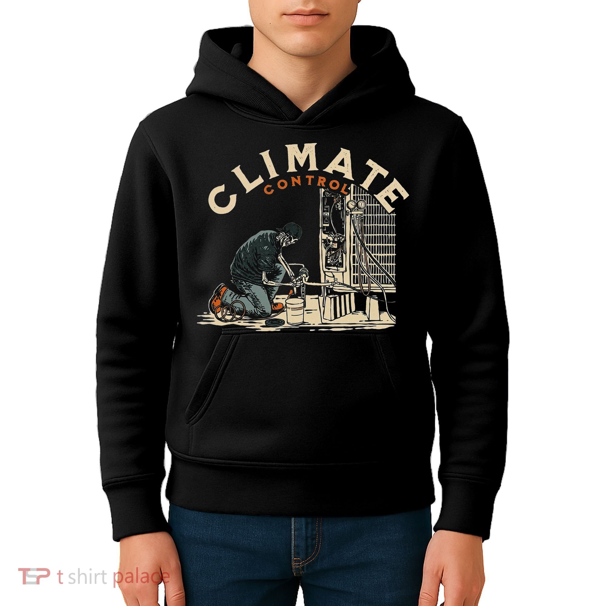 Climate Control Skeleton Hvac Technician Pride Kids Hoodie