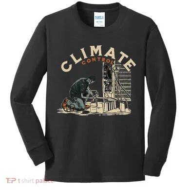 Climate Control Skeleton Hvac Technician Pride Kids Long Sleeve Shirt