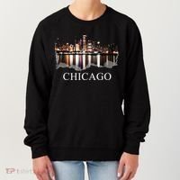 Chicago City Skyline Lights At Night Chicago Illinois USA Women's Sweatshirt thumb 0