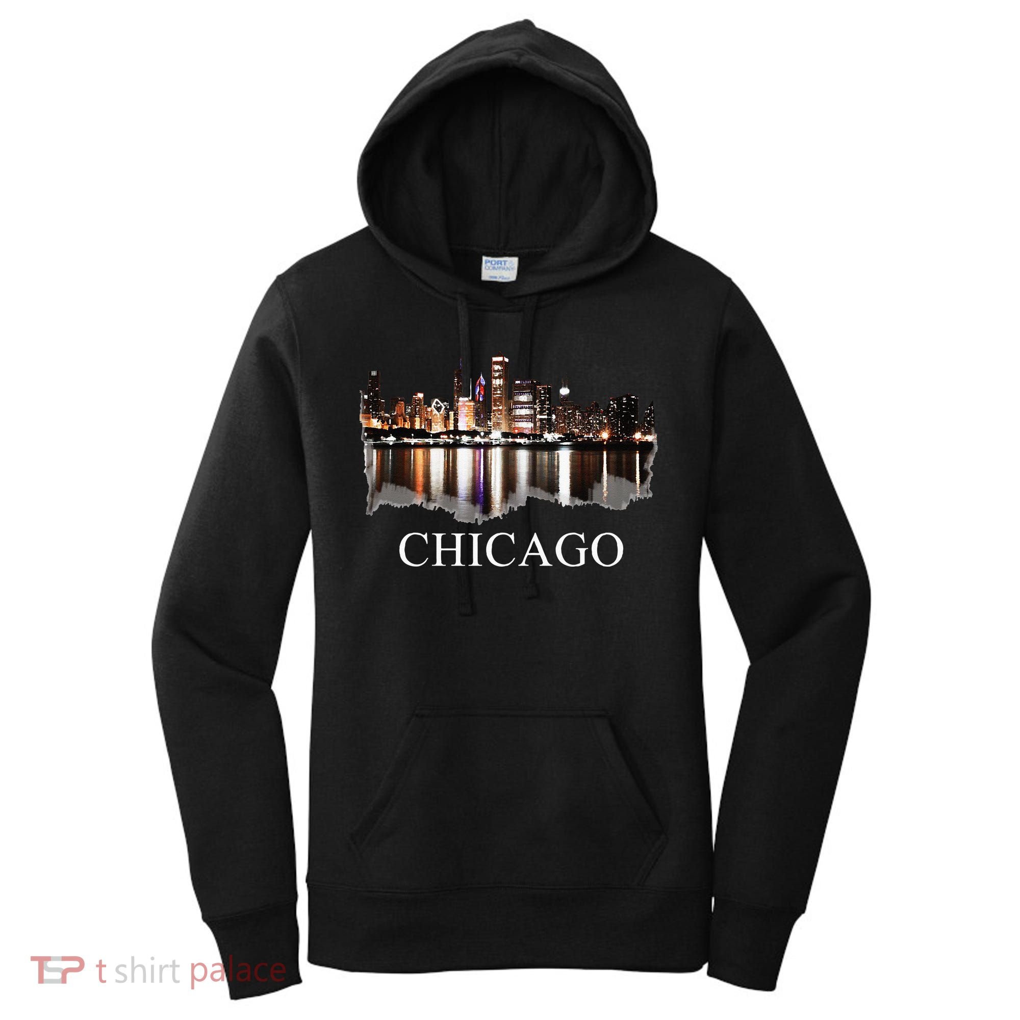 Chicago City Skyline Lights At Night Chicago Illinois USA Women's Hoodie