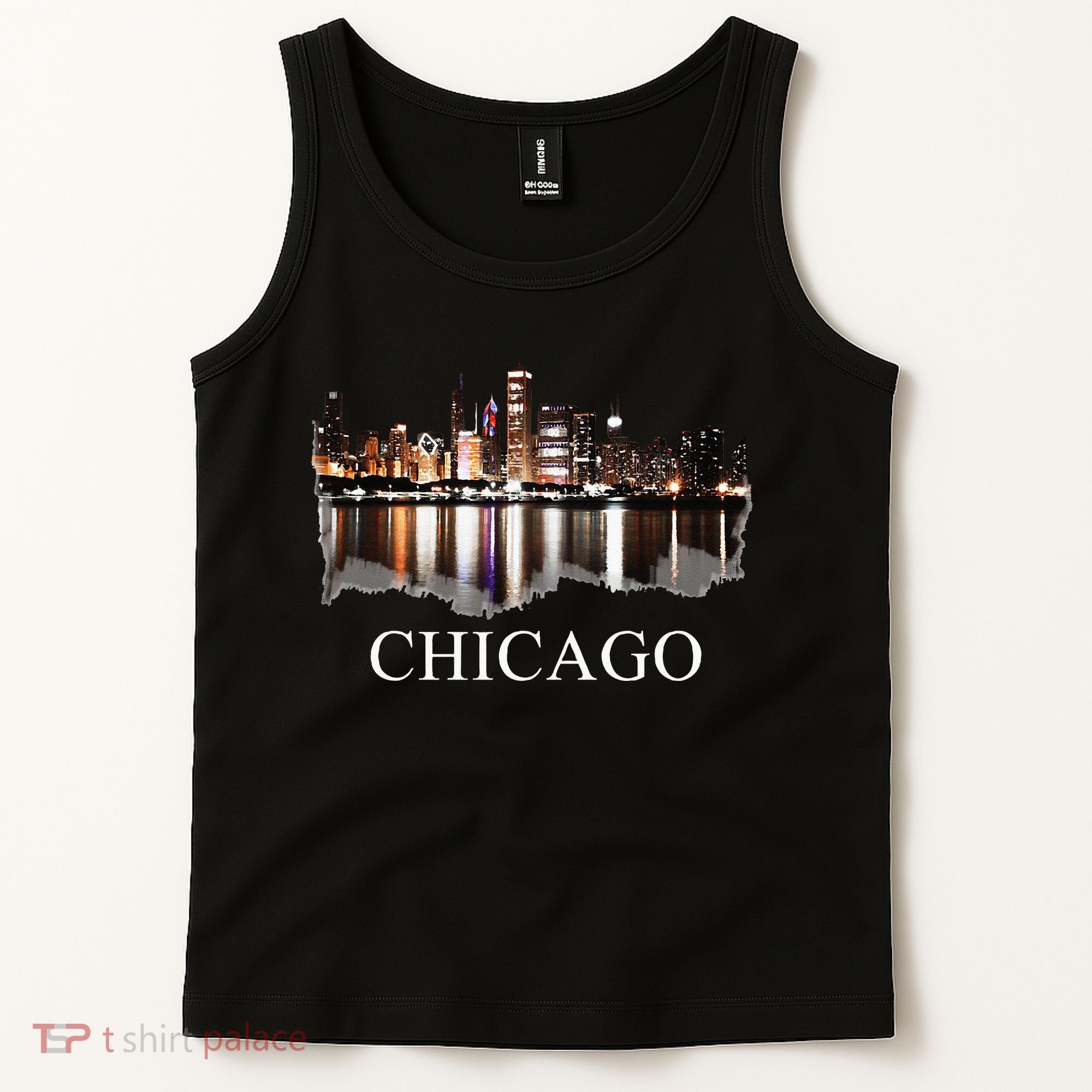 Chicago City Skyline Lights At Night Chicago Illinois USA Tank Top
