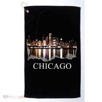 Chicago City Skyline Lights At Night Chicago Illinois USA Golf Towel thumb 0