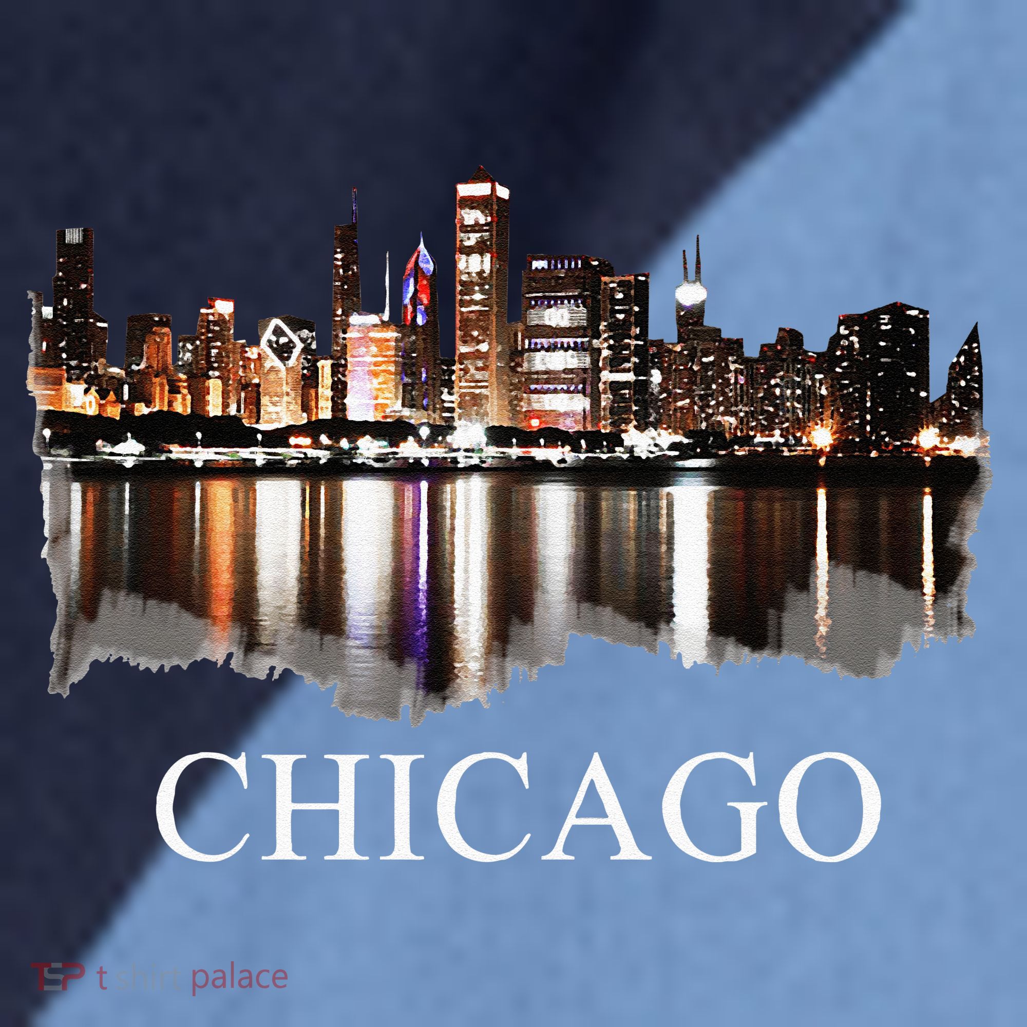 Chicago City Skyline Lights At Night Chicago Illinois USA Raglan Baseball Sleeve Shirt