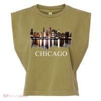 Chicago City Skyline Lights At Night Chicago Illinois USA Garment-Dyed Women's Muscle Tee thumb 0