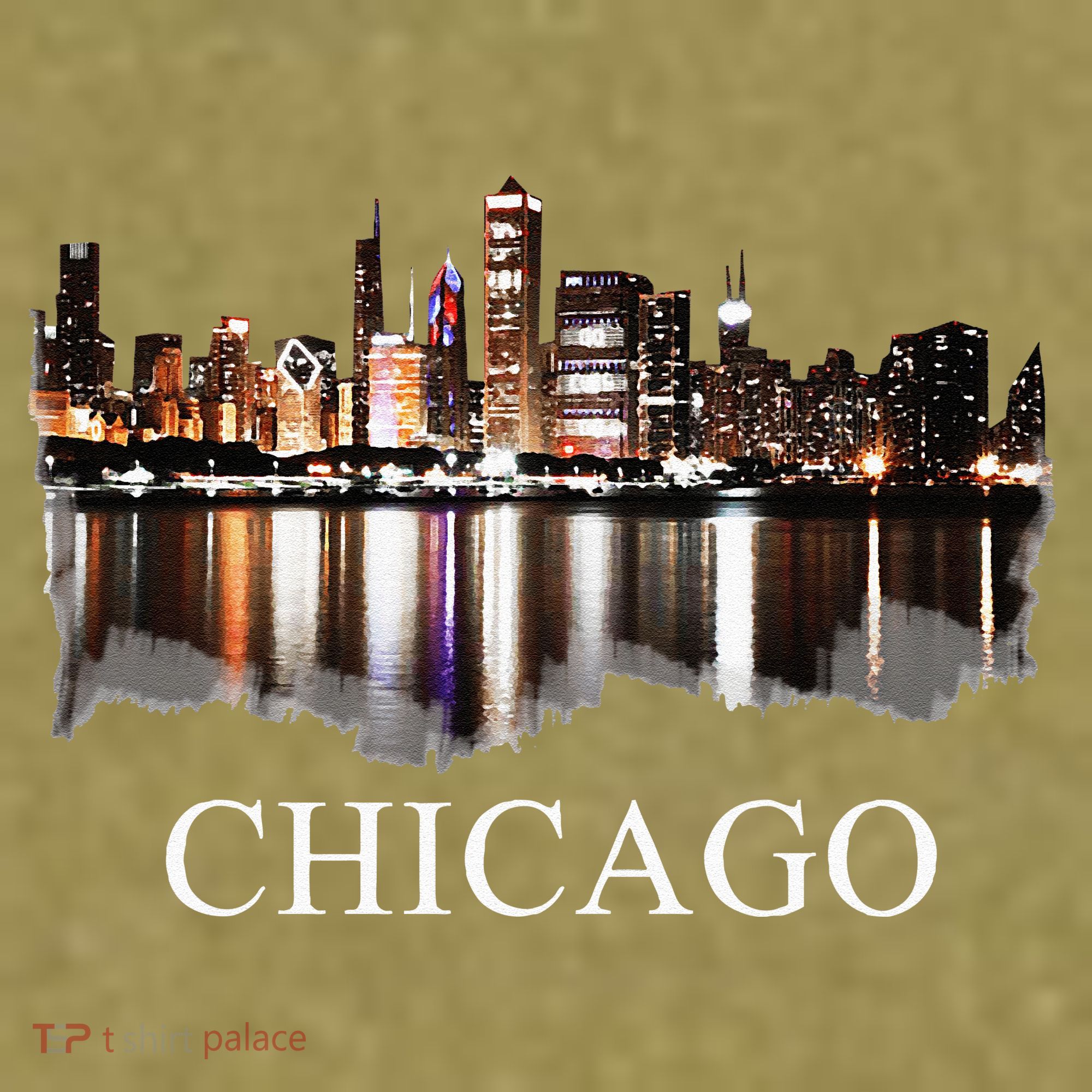 Chicago City Skyline Lights At Night Chicago Illinois USA Garment-Dyed Women's Muscle Tee