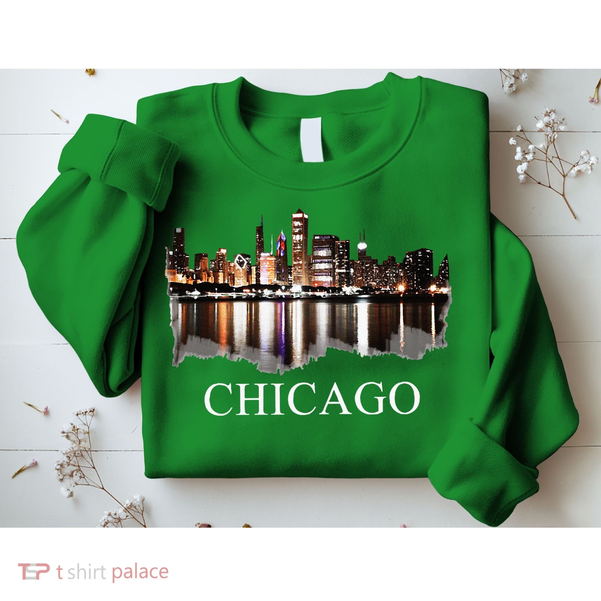Chicago City Skyline Lights At Night Chicago Illinois USA Sweatshirt