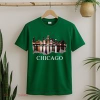 Chicago City Skyline Lights At Night Chicago Illinois USA T-Shirt thumb 2