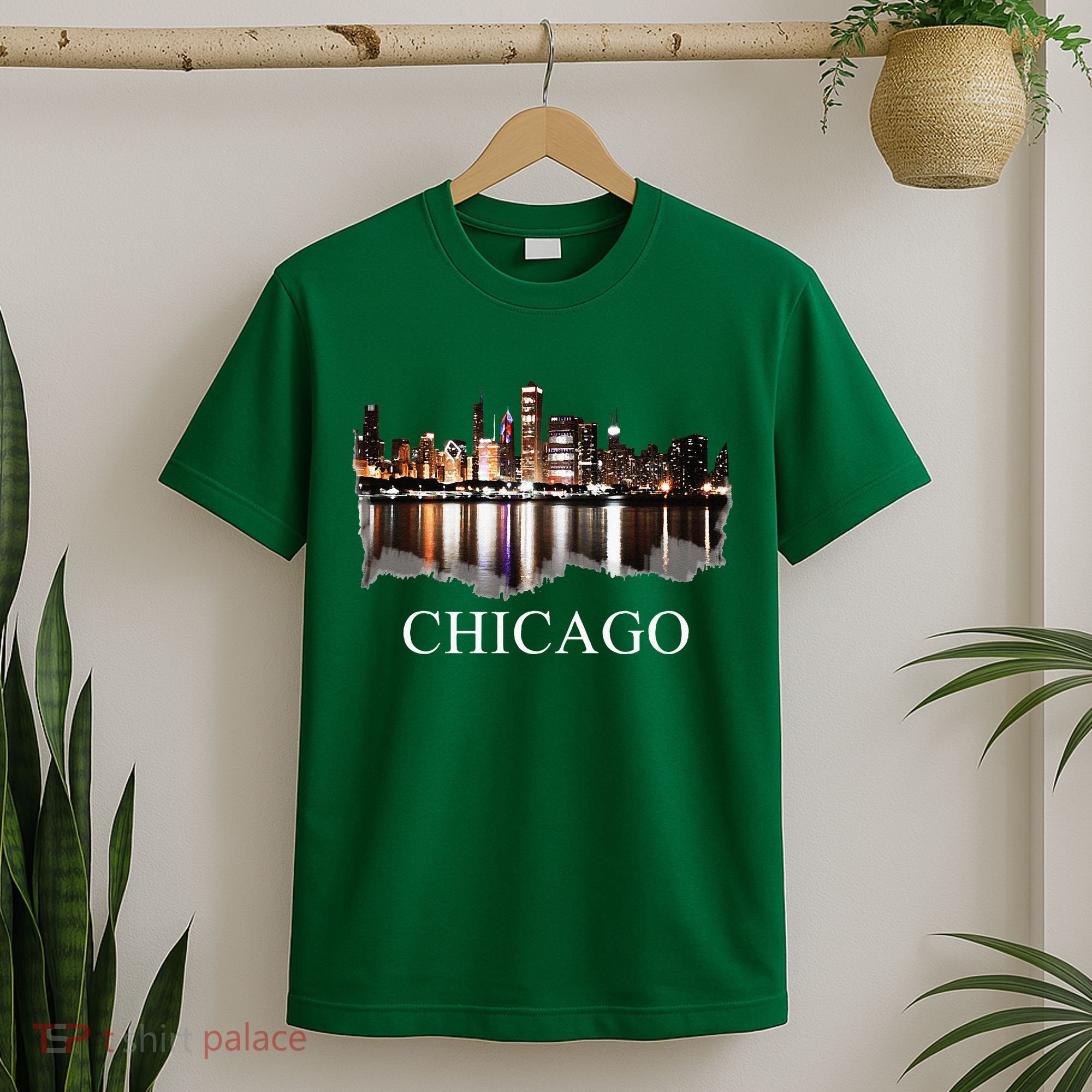 Chicago City Skyline Lights At Night Chicago Illinois USA T-Shirt