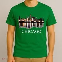Chicago City Skyline Lights At Night Chicago Illinois USA T-Shirt thumb 3