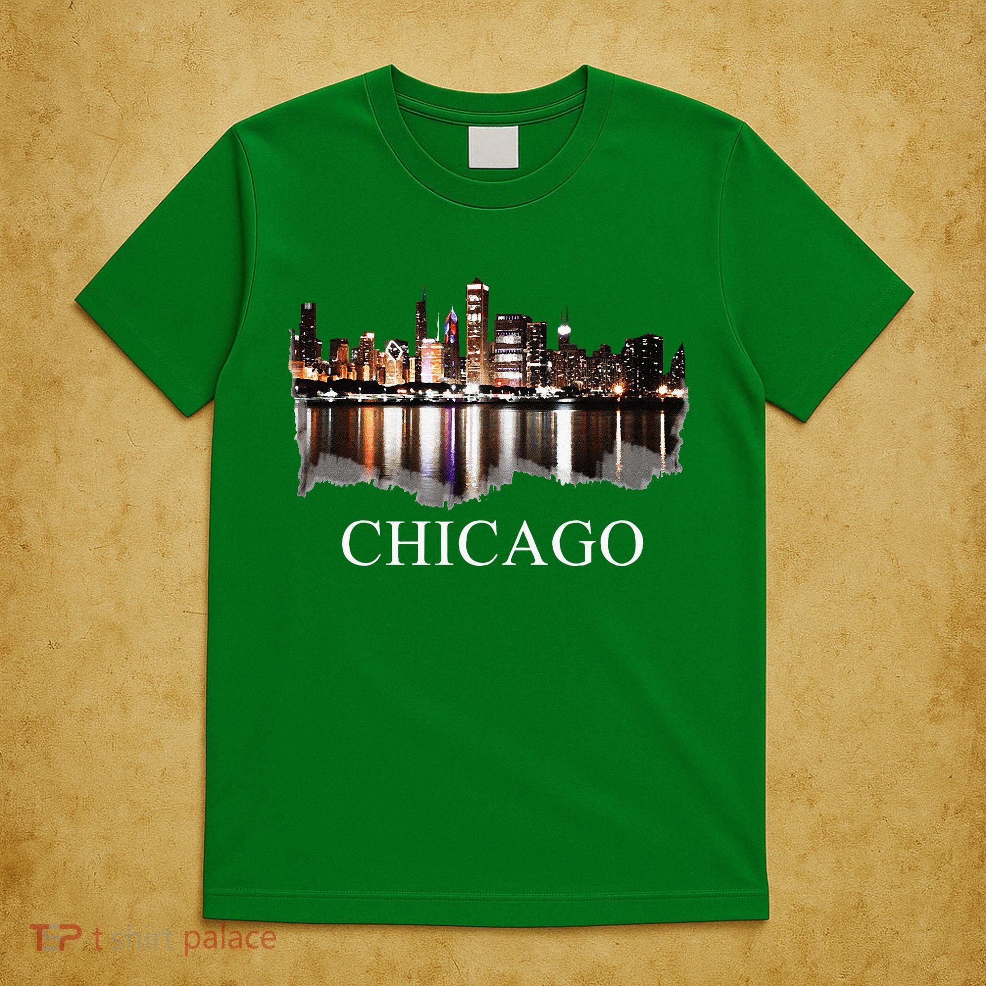 Chicago City Skyline Lights At Night Chicago Illinois USA T-Shirt