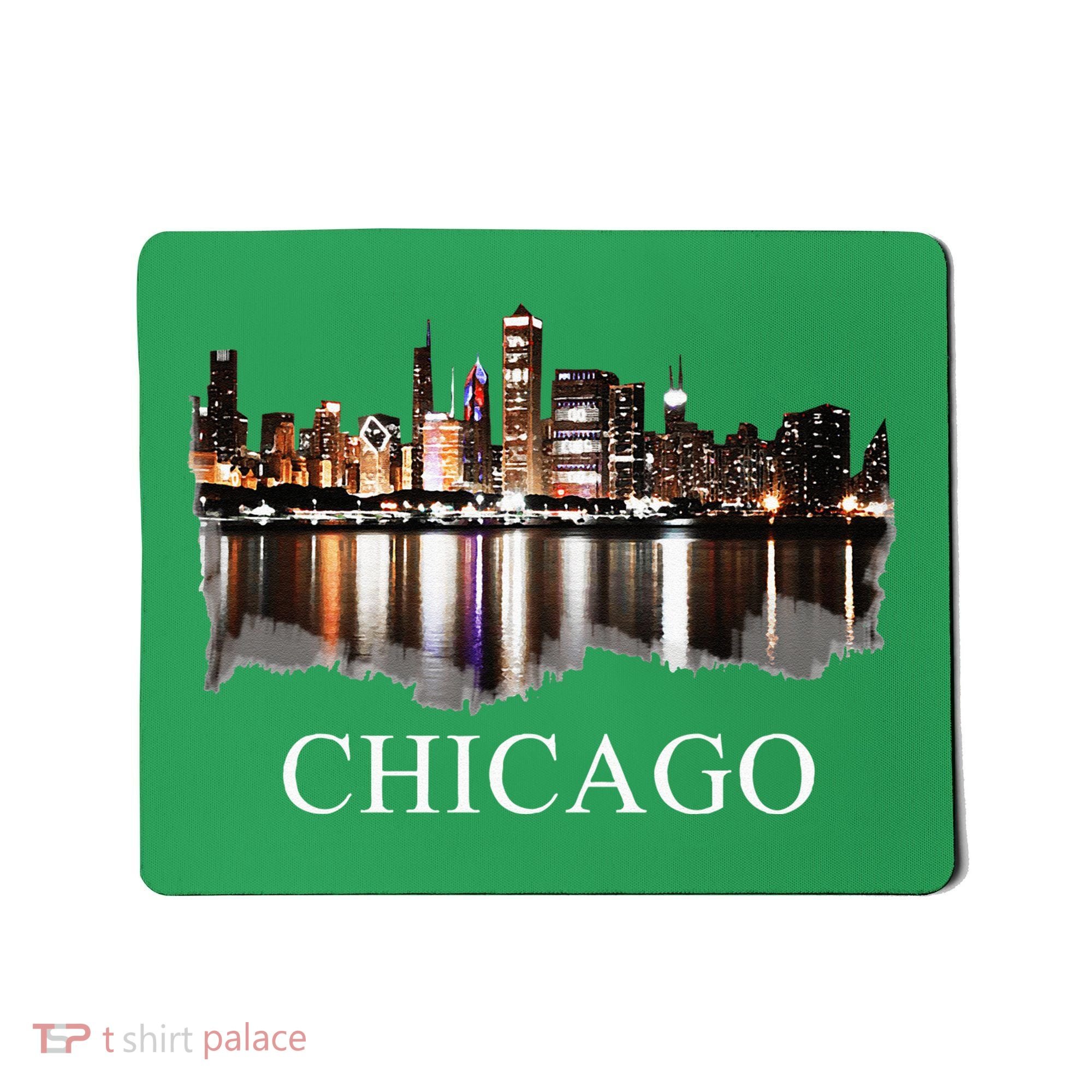 Chicago City Skyline Lights At Night Chicago Illinois USA Mousepad