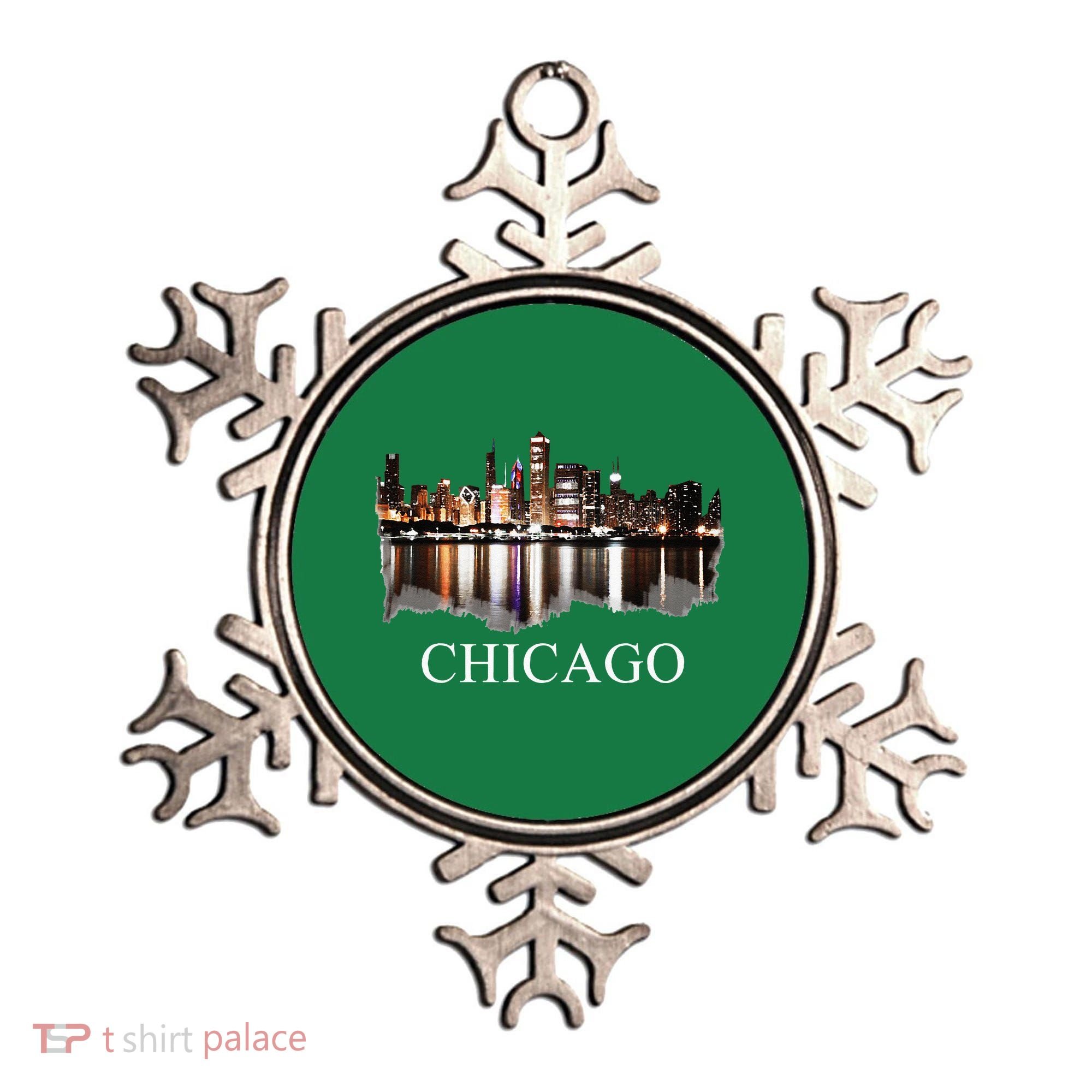 Chicago City Skyline Lights At Night Chicago Illinois USA Ornament