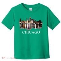Chicago City Skyline Lights At Night Chicago Illinois USA Toddler T-Shirt thumb 0