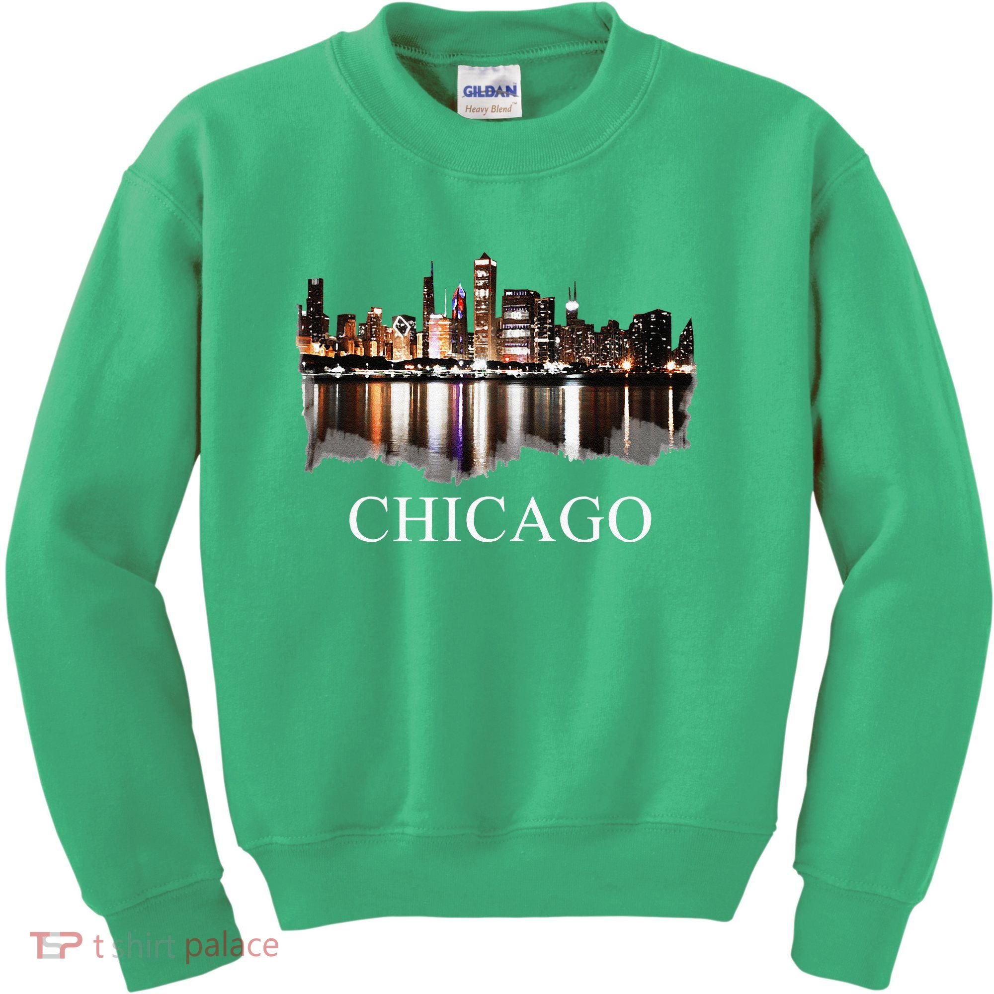 Chicago City Skyline Lights At Night Chicago Illinois USA Kids Sweatshirt