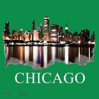 Chicago City Skyline Lights At Night Chicago Illinois USA Kids Long Sleeve Shirt thumb 2
