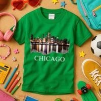 Chicago City Skyline Lights At Night Chicago Illinois USA Kids T-Shirt thumb 3