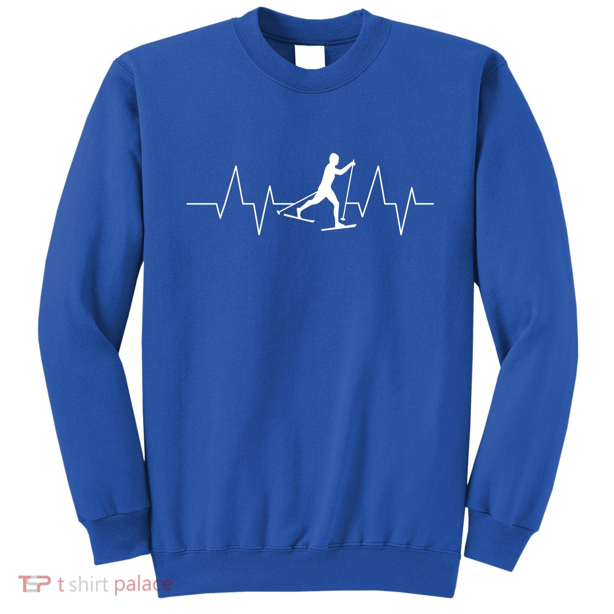 Cross Country Skiing Heartbeat Love Skiing Skier Funny Gift Sweatshirt