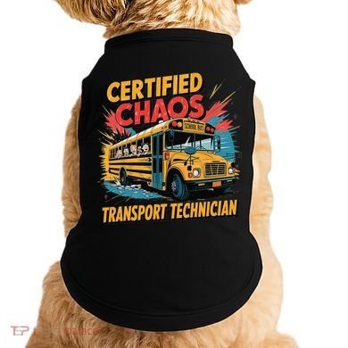 Certified Chaos Transport Technician Funny School Bus Doggie Tank