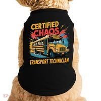Certified Chaos Transport Technician Funny School Bus Doggie Tank thumb 0