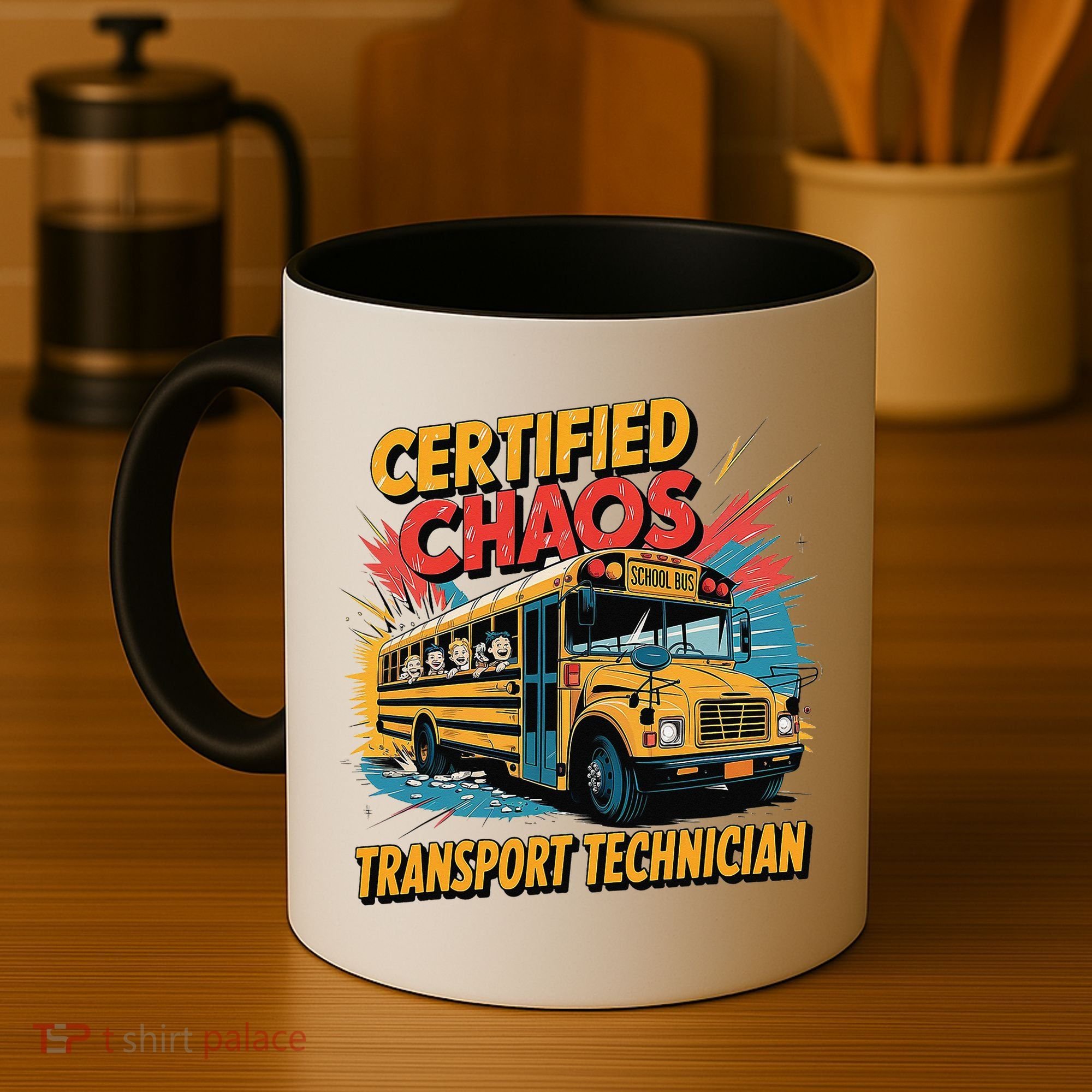 Certified Chaos Transport Technician Funny School Bus Coffee Mug