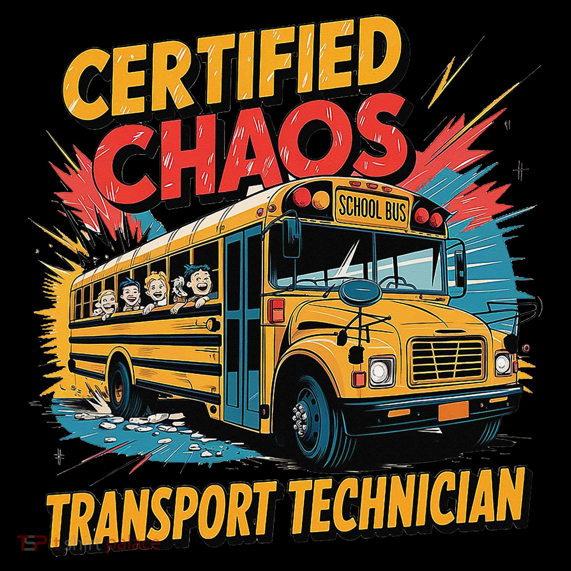Certified Chaos Transport Technician Funny School Bus Women's Hoodie