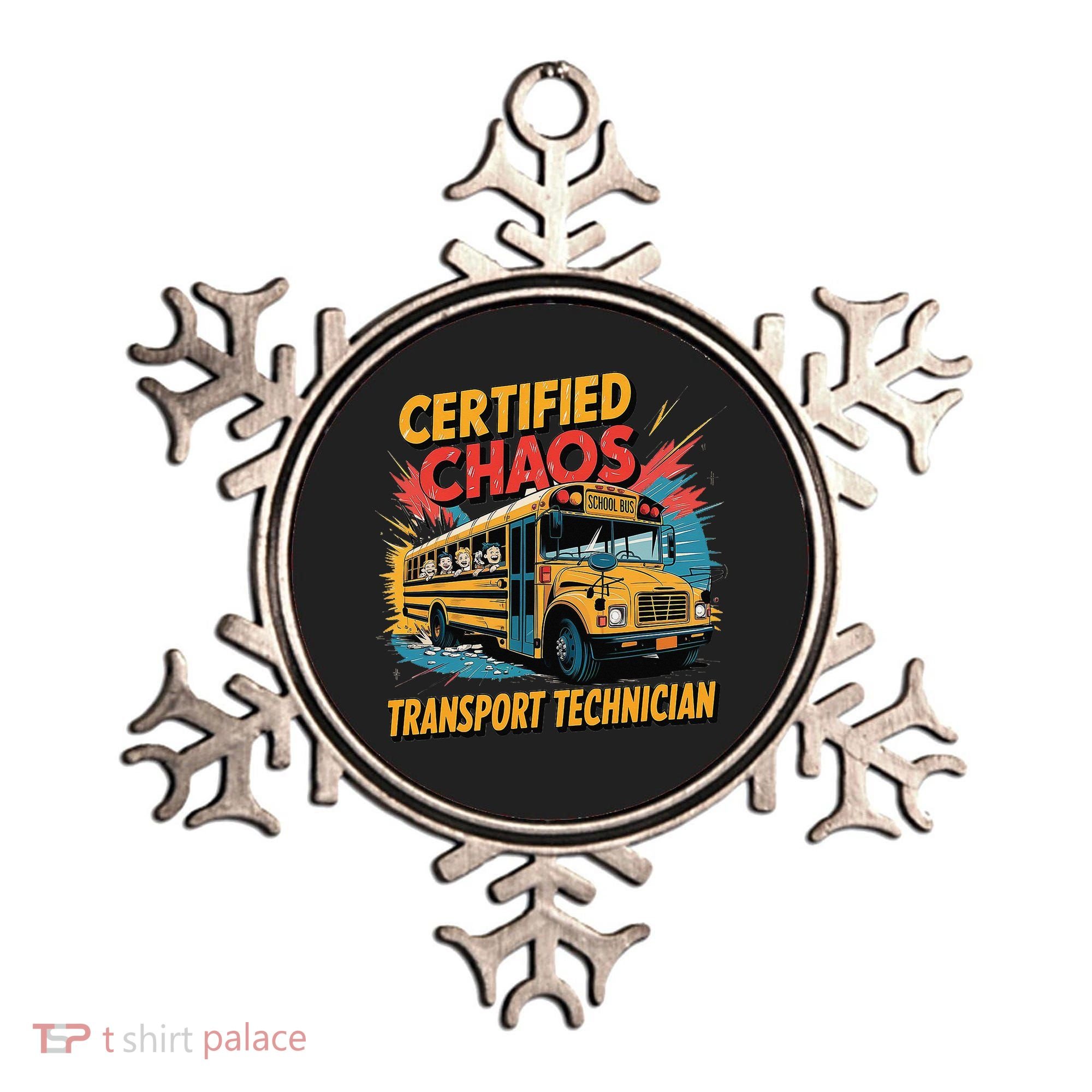Certified Chaos Transport Technician Funny School Bus Ornament