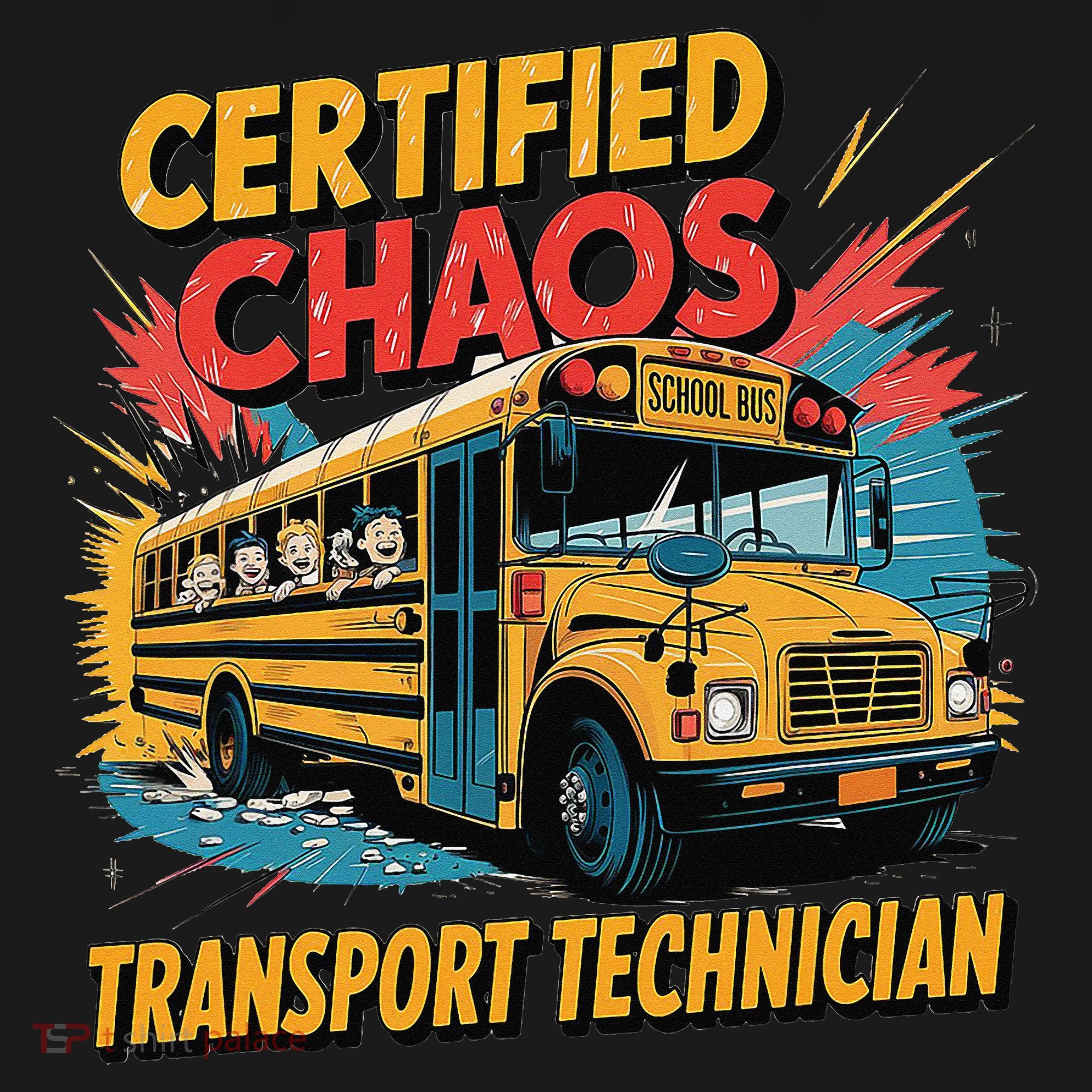 Certified Chaos Transport Technician Funny School Bus Baby Bodysuit