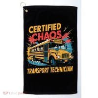 Certified Chaos Transport Technician Funny School Bus Golf Towel thumb 0