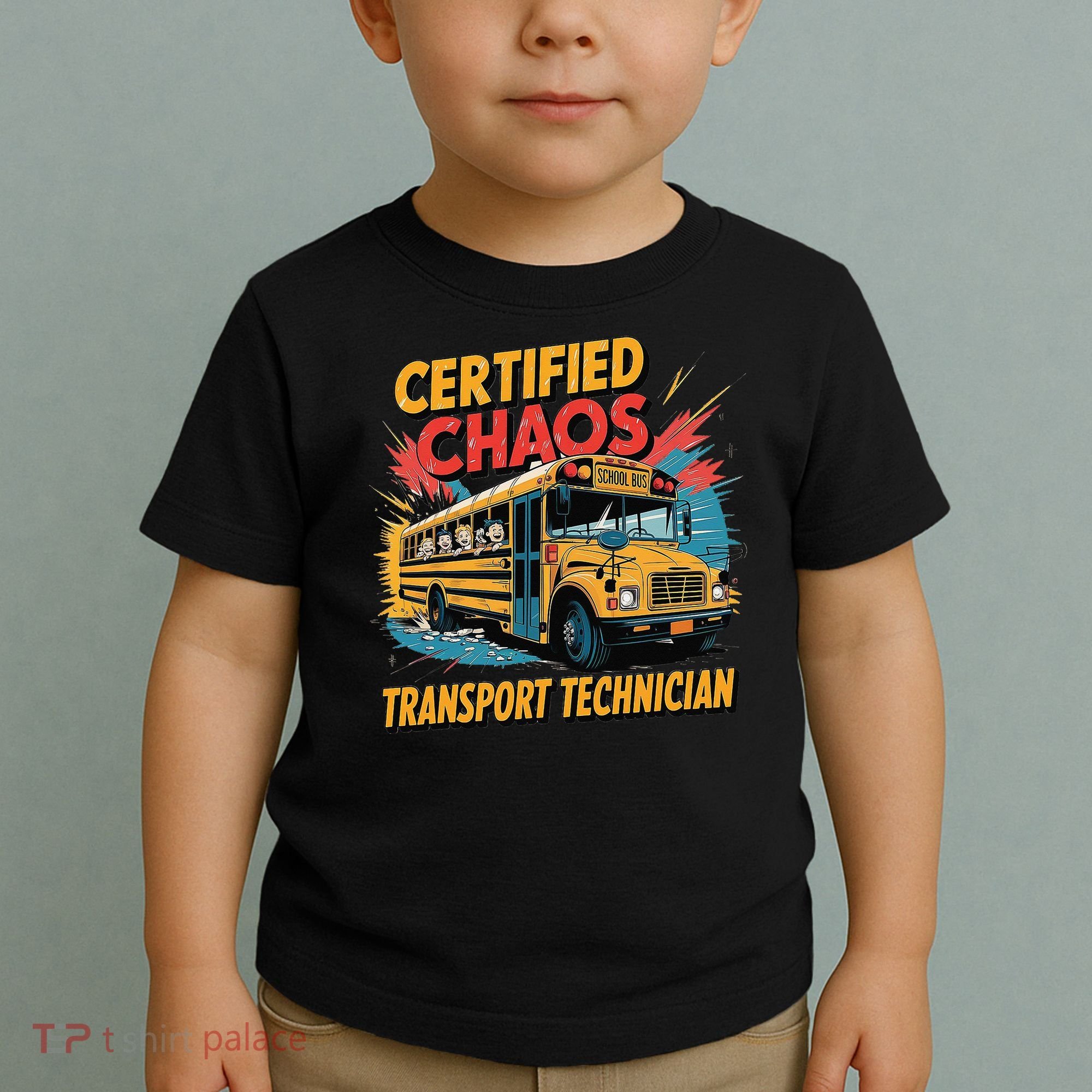 Certified Chaos Transport Technician Funny School Bus Toddler T-Shirt