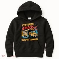Certified Chaos Transport Technician Funny School Bus Kids Hoodie thumb 0
