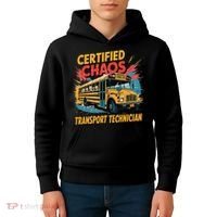 Certified Chaos Transport Technician Funny School Bus Kids Hoodie thumb 4