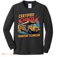 Certified Chaos Transport Technician Funny School Bus Kids Long Sleeve Shirt thumb 0