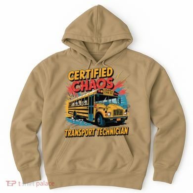 Certified Chaos Transport Technician Funny School Bus Hoodie