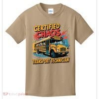 Certified Chaos Transport Technician Funny School Bus Kids T-Shirt thumb 0