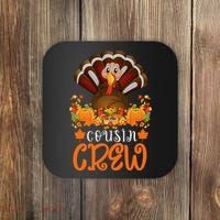 Cousin Crew Turkey Cute Family Thanksgiving Pajamas Matching Coaster thumb 0