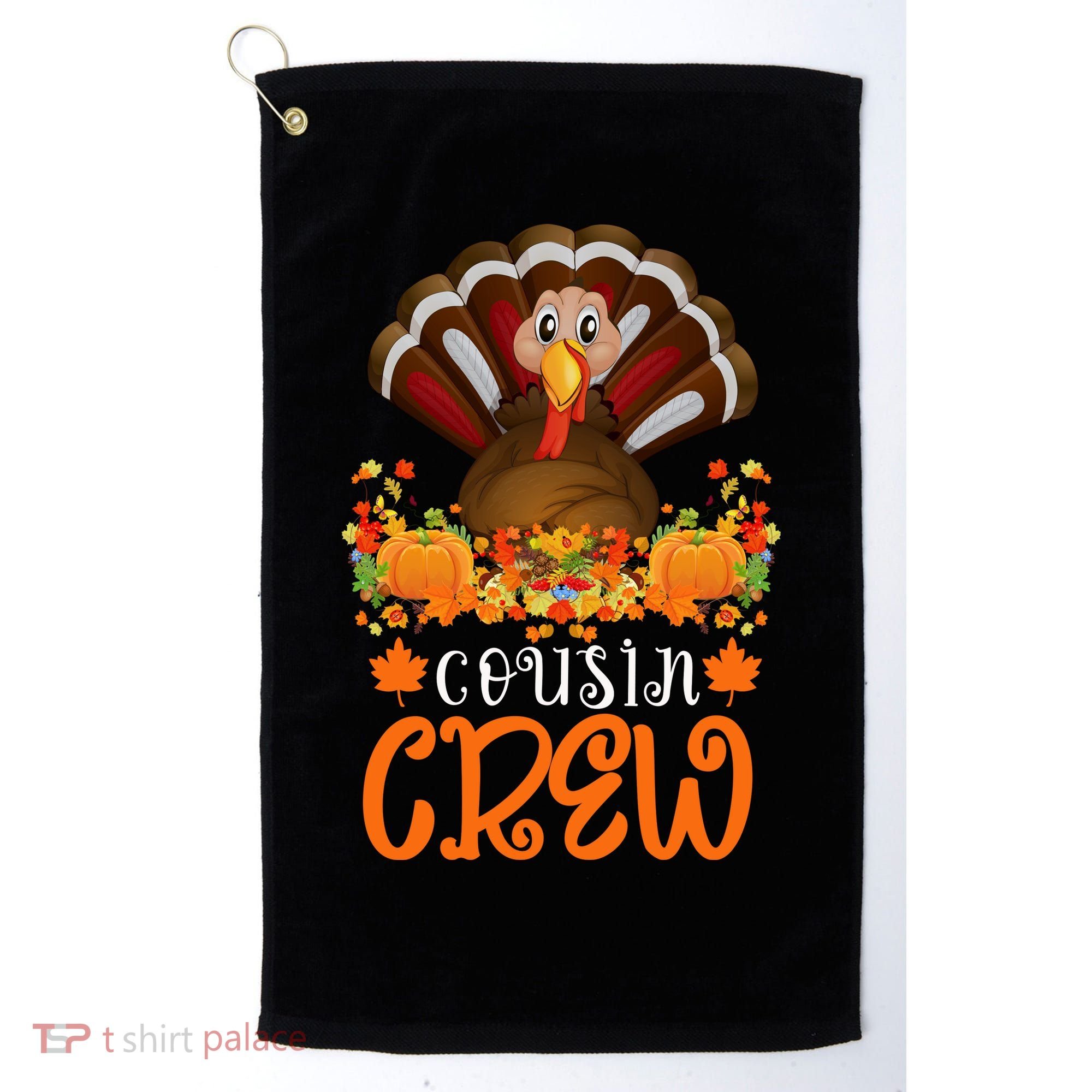 Cousin Crew Turkey Cute Family Thanksgiving Pajamas Matching Golf Towel