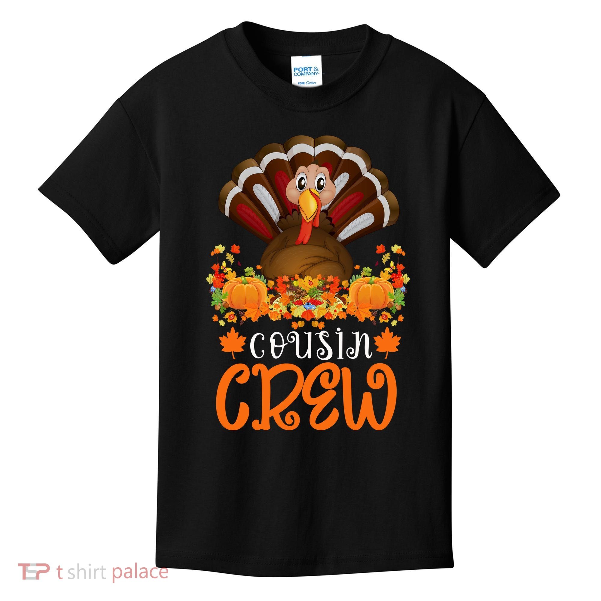 Cousin Crew Turkey Cute Family Thanksgiving Pajamas Matching Kids T-Shirt