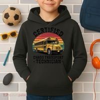 Certified Chaos Transport Technician Funny Driver School Kids Hoodie thumb 2