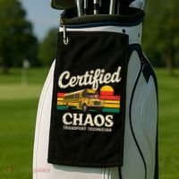 Certified Chaos Transport Technician Funny Driver School Golf Towel thumb 2