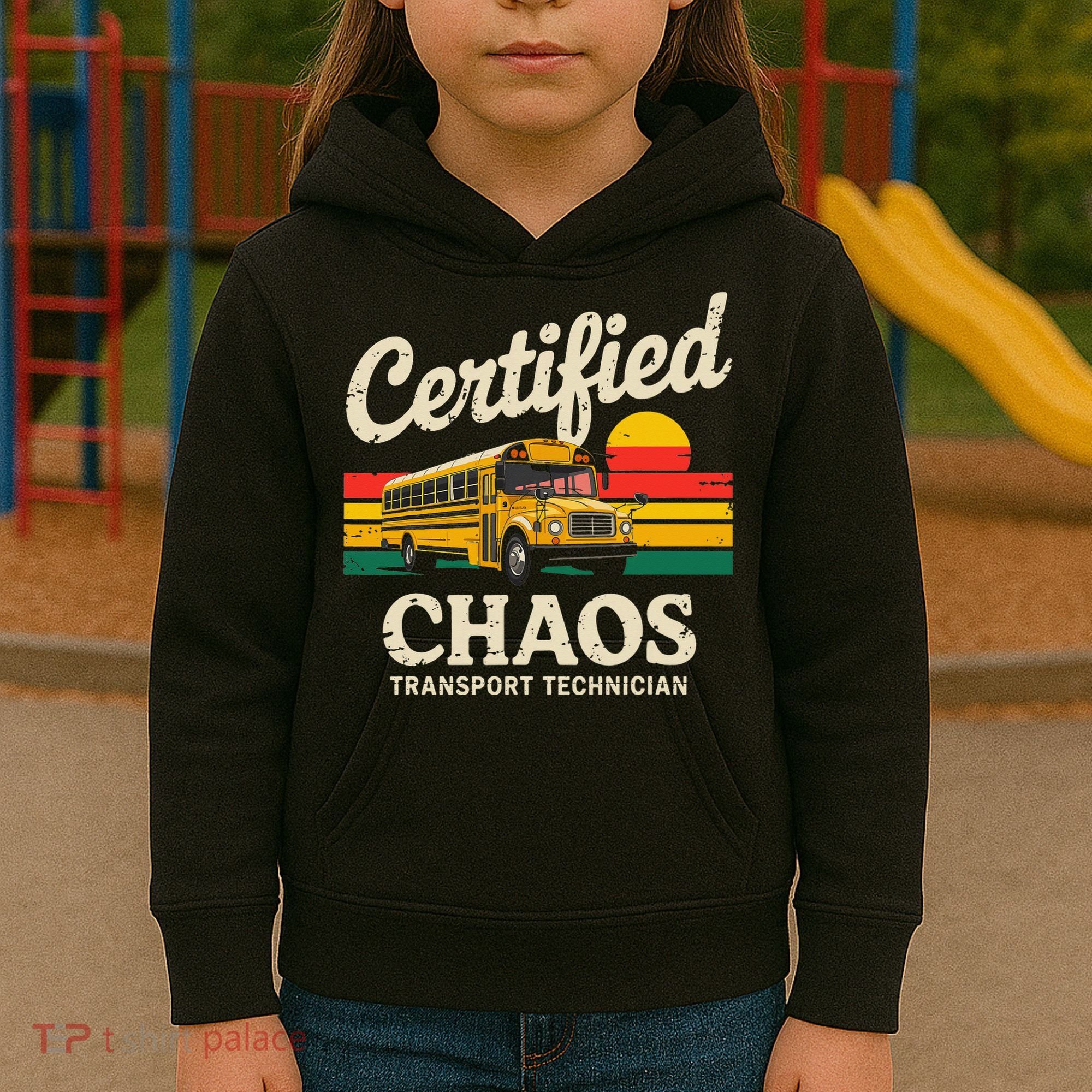 Certified Chaos Transport Technician Funny Driver School Kids Hoodie
