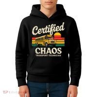 Certified Chaos Transport Technician Funny Driver School Kids Hoodie thumb 4