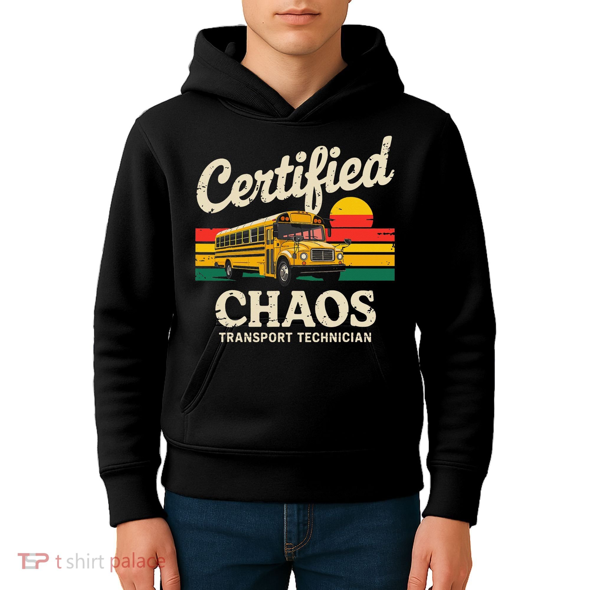 Certified Chaos Transport Technician Funny Driver School Kids Hoodie