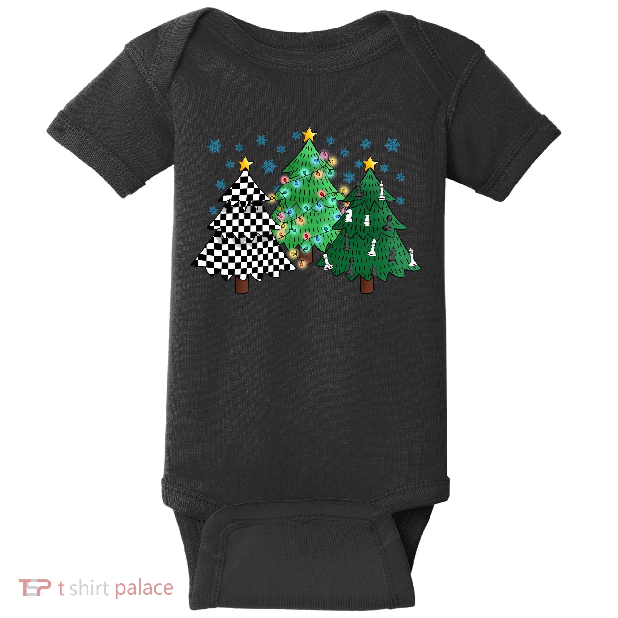 Chess Christmas Tree Funny Xmas Team Sport Gift Baby Bodysuit