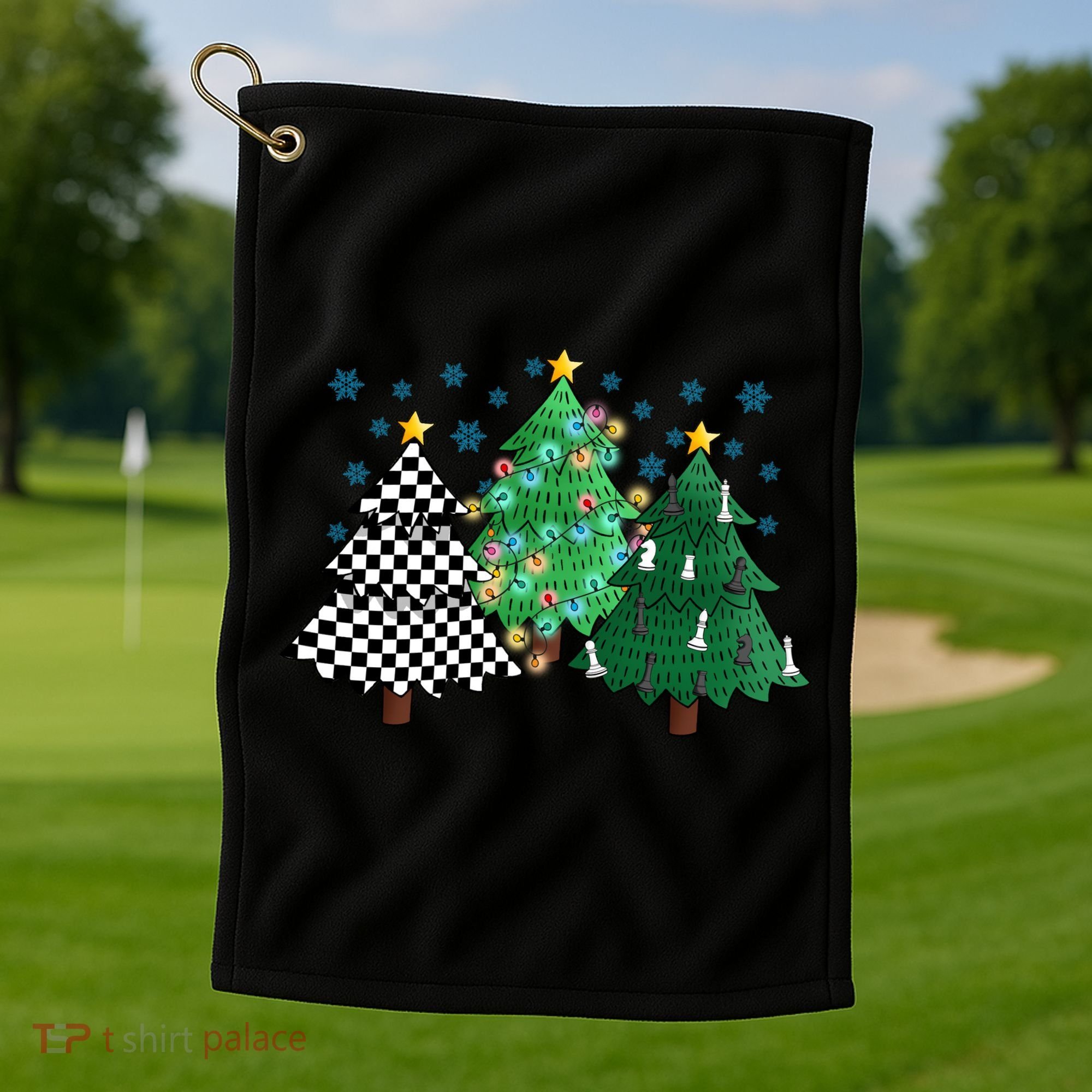Chess Christmas Tree Funny Xmas Team Sport Gift Golf Towel