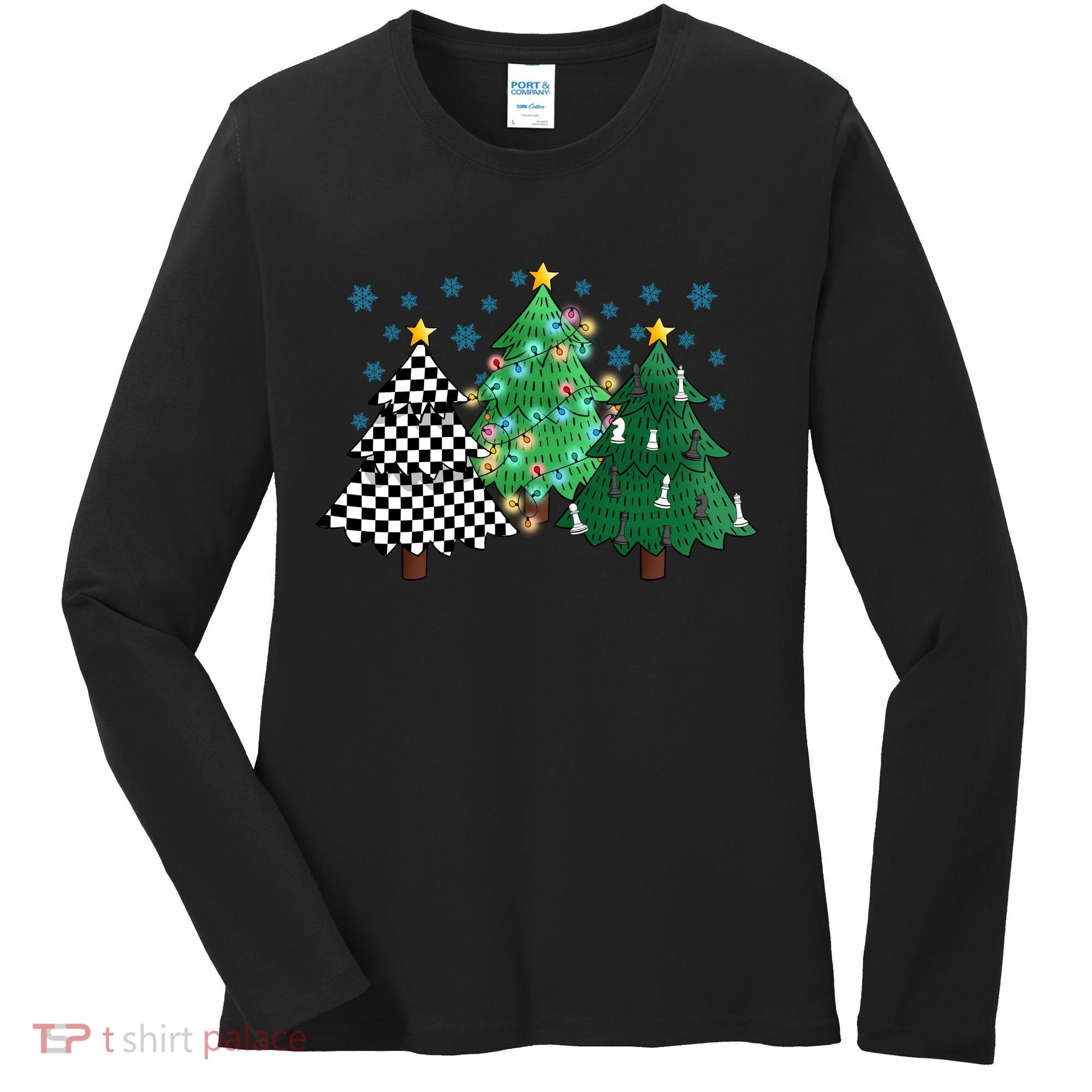 Chess Christmas Tree Funny Xmas Team Sport Gift Women's Long Sleeve Shirt