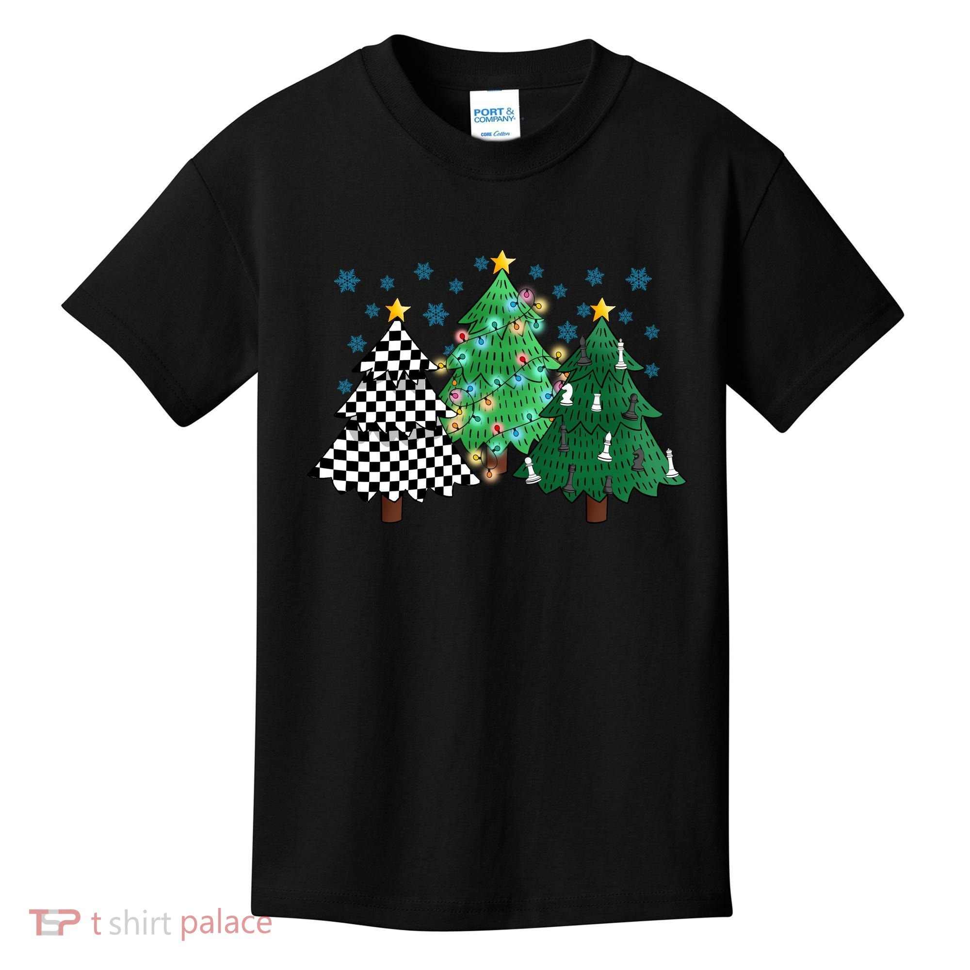 Chess Christmas Tree Funny Xmas Team Sport Gift Kids T-Shirt
