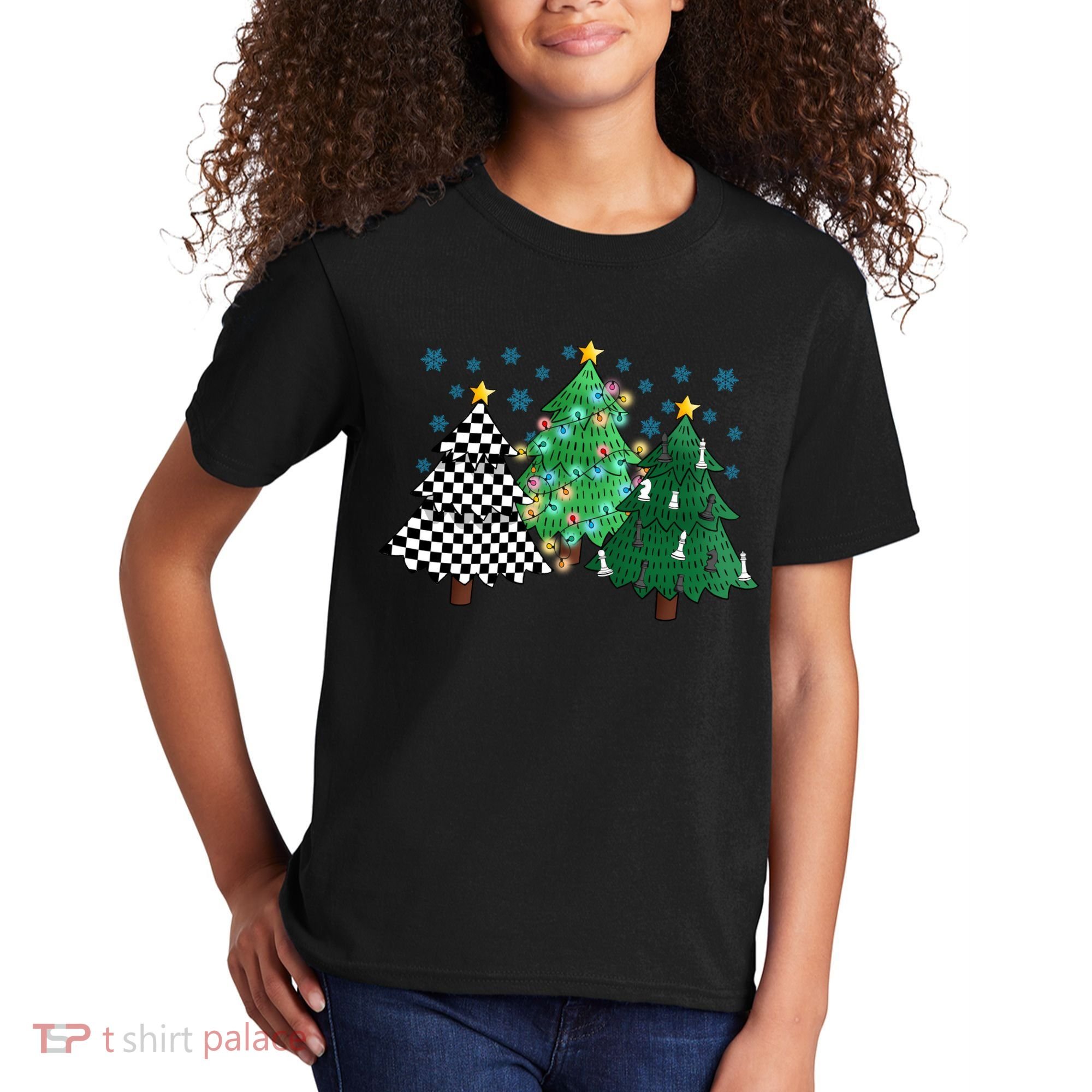 Chess Christmas Tree Funny Xmas Team Sport Gift Kids T-Shirt