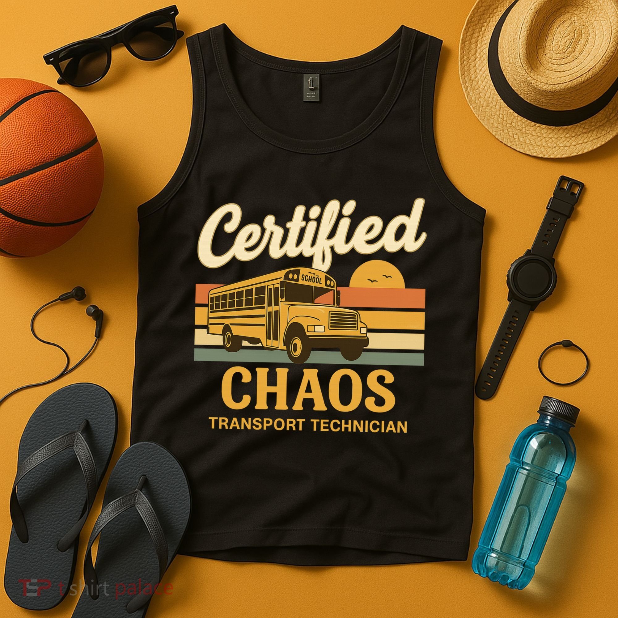 Certified Chaos Transport Technician School Bus Driver Funny  Tank Top